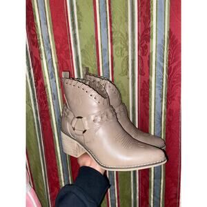 Taupe Lace-Up Ankle Boots | Chunky Heel Booties | Size 6 1/2